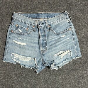 Levi's Light Wash Distressed Jean Shorts